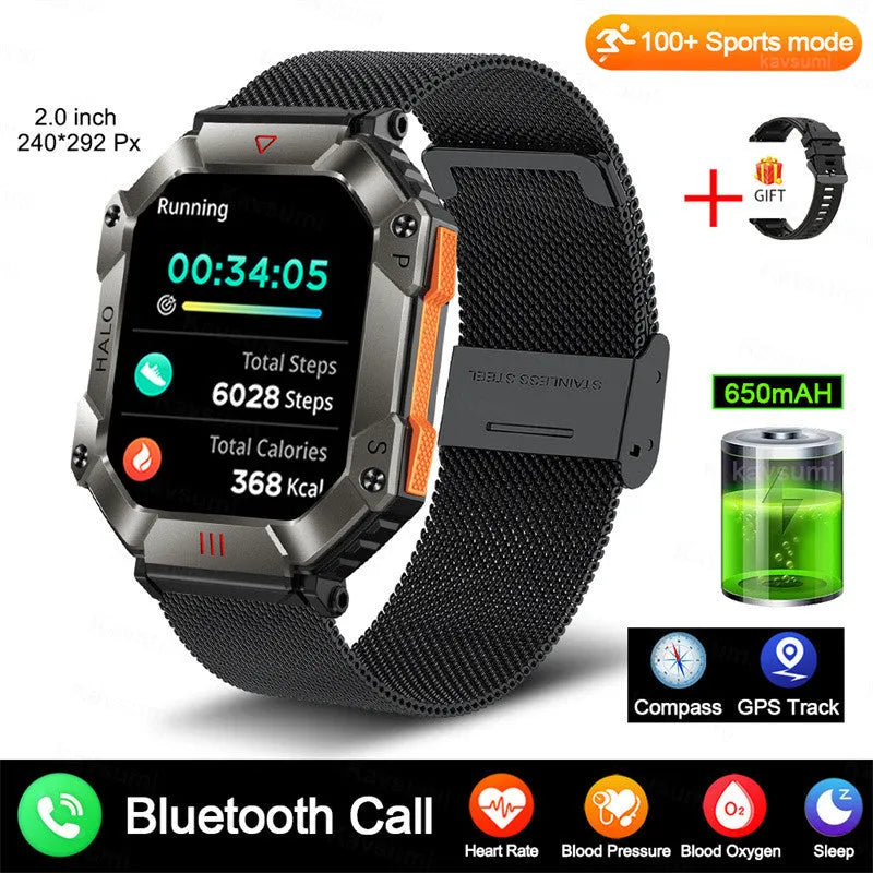 Android smart watch for women with GPS, titanium case, and a selection of band styles on display.