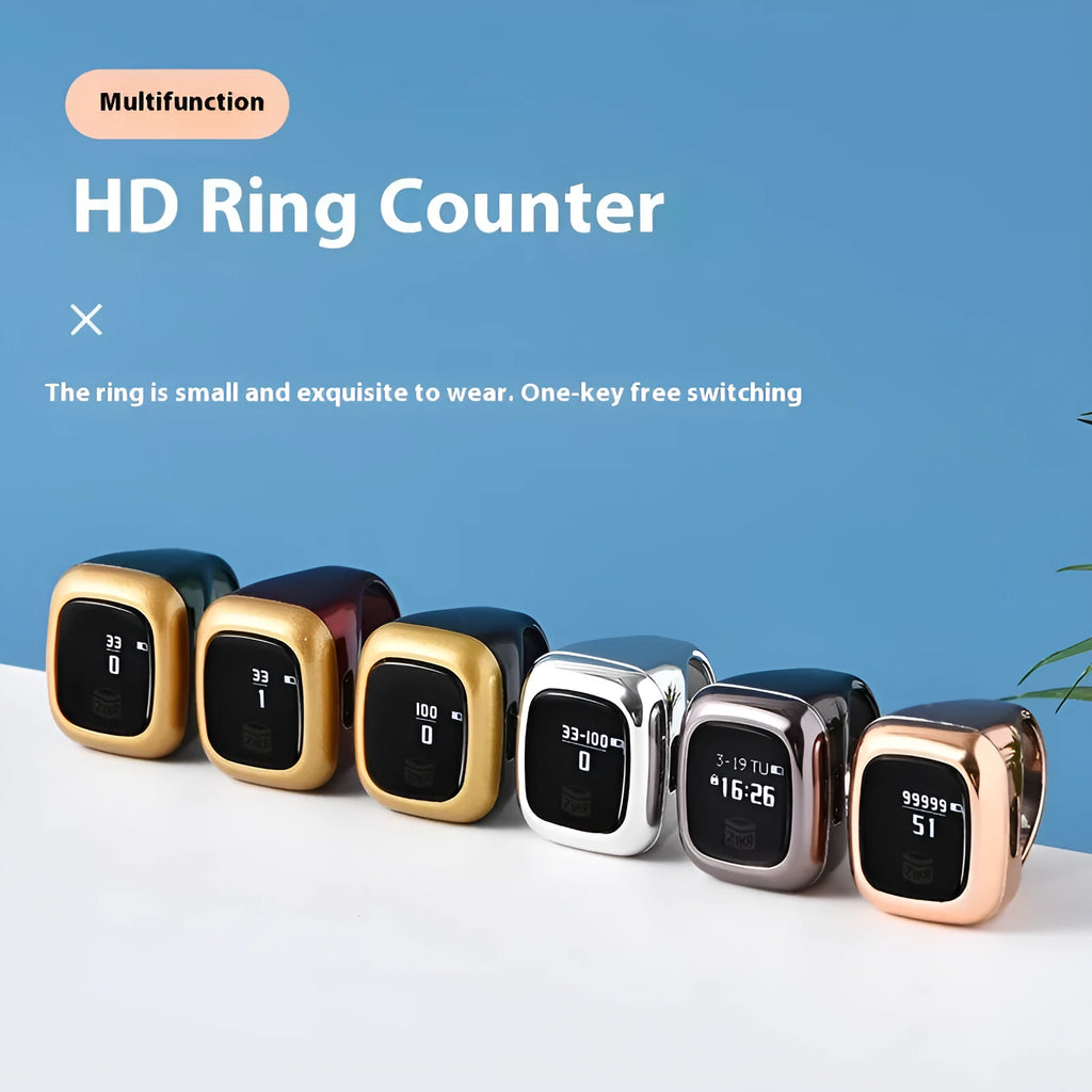 Al-Fatiha Zikr electronic counter unit showing digital display, compatible with watch straps.