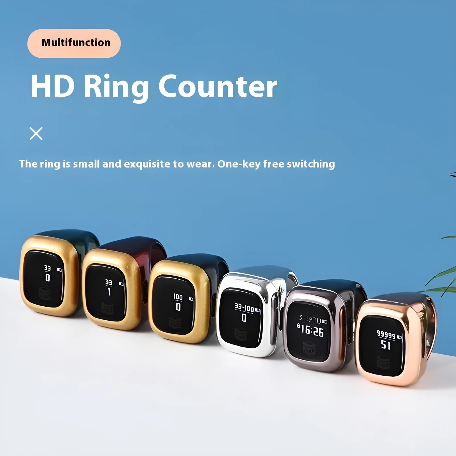 Al-Fatiha Zikr electronic counter unit showing digital display, compatible with watch straps.