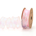 Roll of 4cm wide mesh fishtail yarn floral wave ribbon in multiple illusion colours.