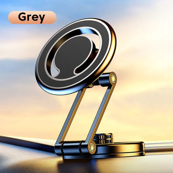 Telescopic folding car phone holder with magnetic dashboard mount in black or silver