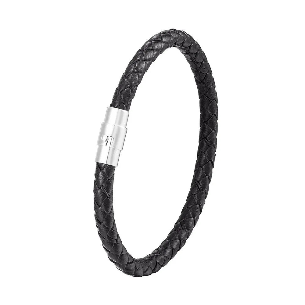 Titanium steel geometric wire bracelet with magnetic closure in silver tone