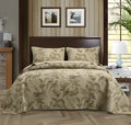 Blue floral patterned cotton bed sheet set with American bedspread styling and quilting design