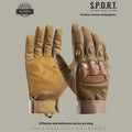 Men's black tactical gloves with full finger design and touch screen compatible fingertips