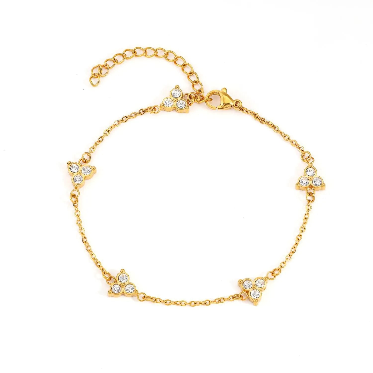 Geometric triangle women's bracelet in stainless steel with a choice of coloured centre stones on a gold or steel band.