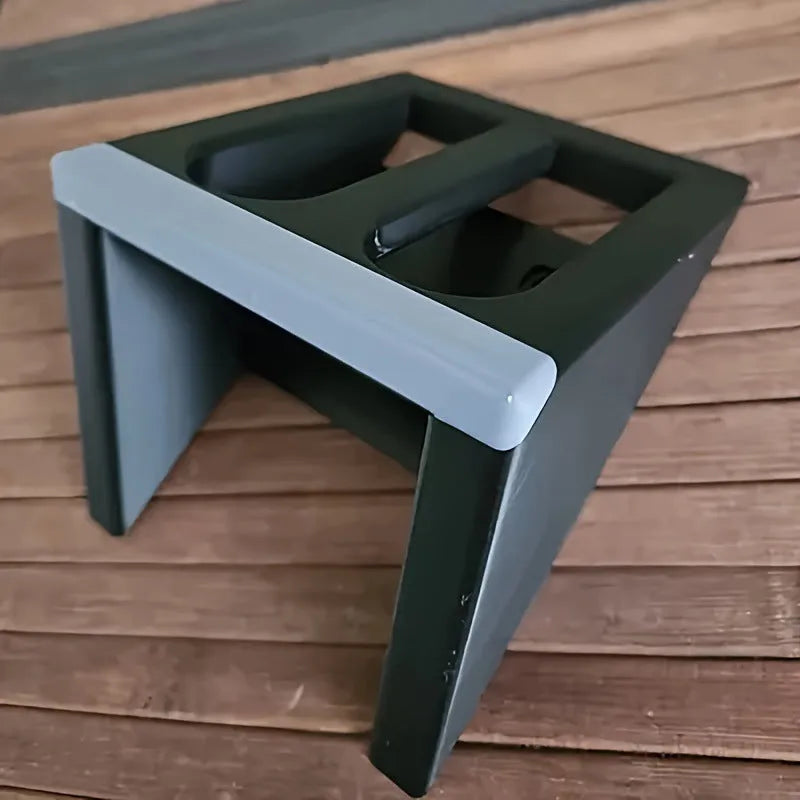 Black plastic pistol stand for 0 scale replica firearms with punk-style design