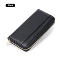 Genuine leather women's wallet showing interior organisation and anti-theft card protection features