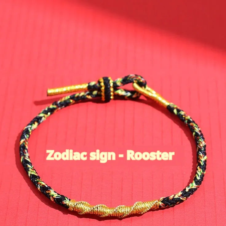 Hand-woven eight-strand guard strap bracelet in zodiac-themed colours with national tide style design
