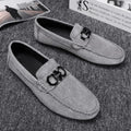 Men's black and grey suede leather casual shoes with rubber soles for summer wear