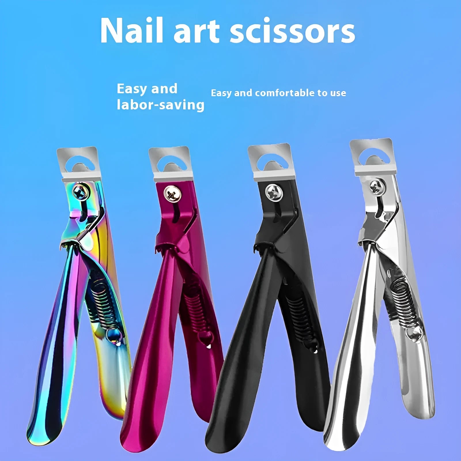 French manicure scissors with U-shaped cutting edge in stainless steel construction