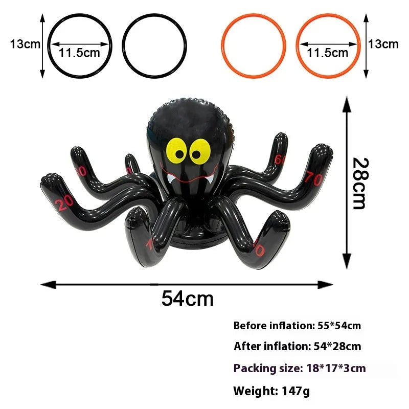 PVC inflatable throwing toy showing octopus, antlers, witch hat, spider, Santa Claus, and rabbit ear styles for Ghost Festival games