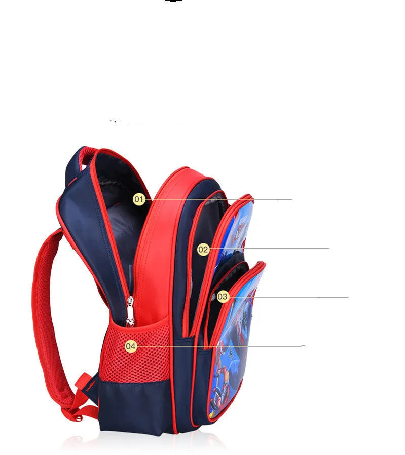 Blue cartoon anime print children's school backpack with pencil case