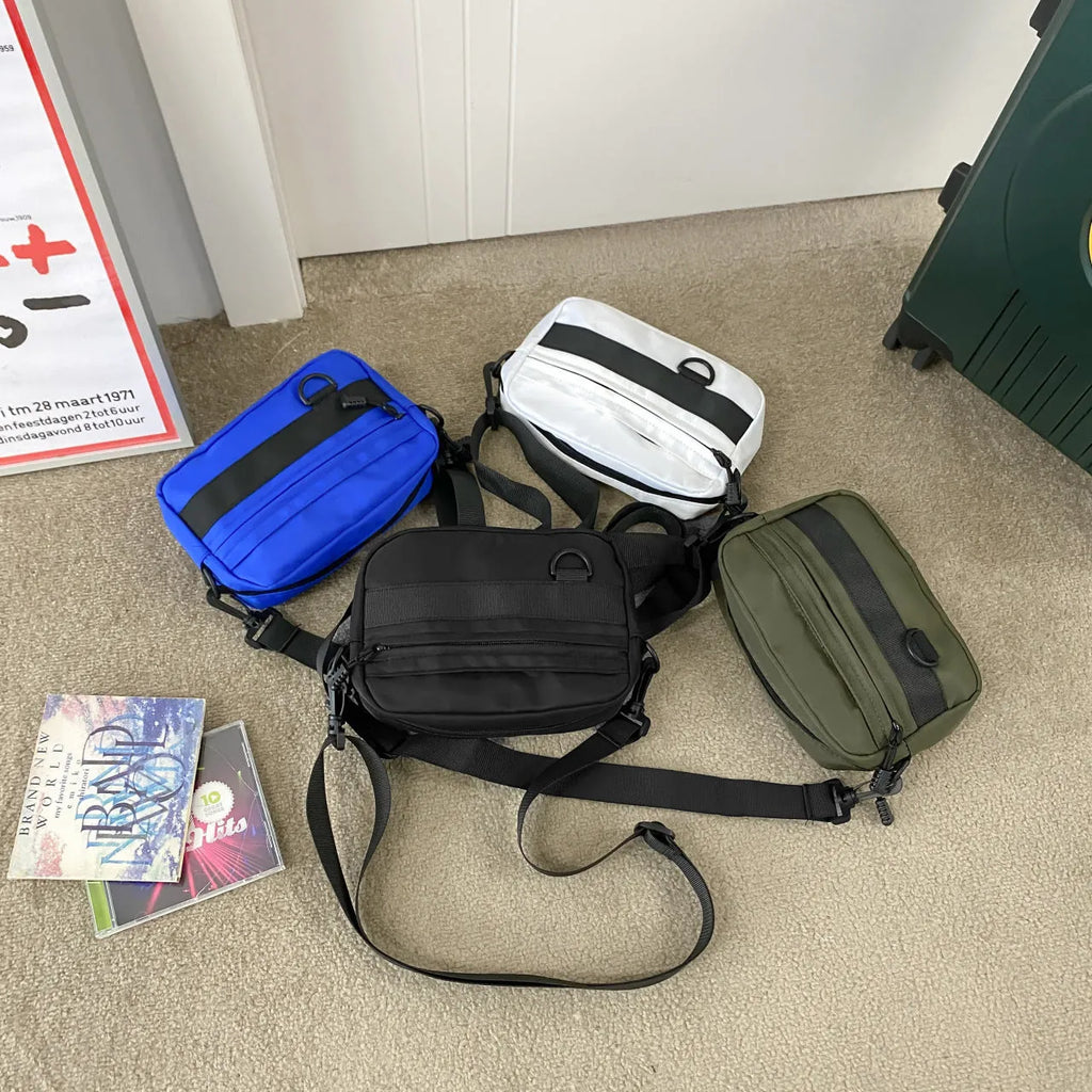 Men's nylon messenger bag in street trend style with compact dimensions