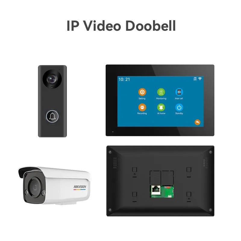 10-inch wireless video intercom doorbell system with outdoor unit and indoor monitor