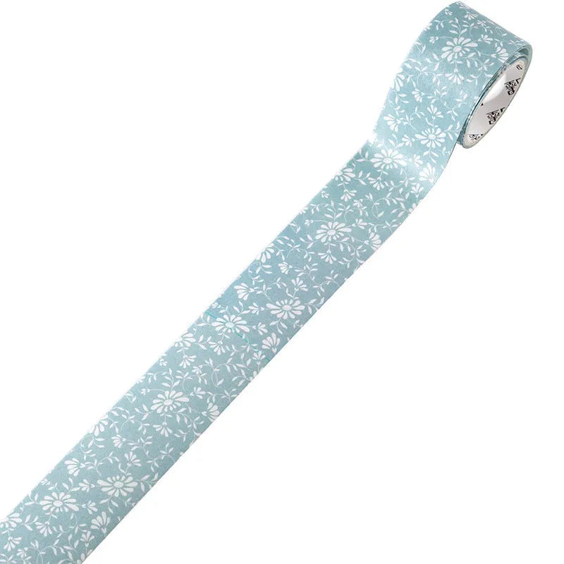 Roll of vintage floral watercolour decorative tape on a Japanese paper base, showing designs like Fog Mountain Forest.