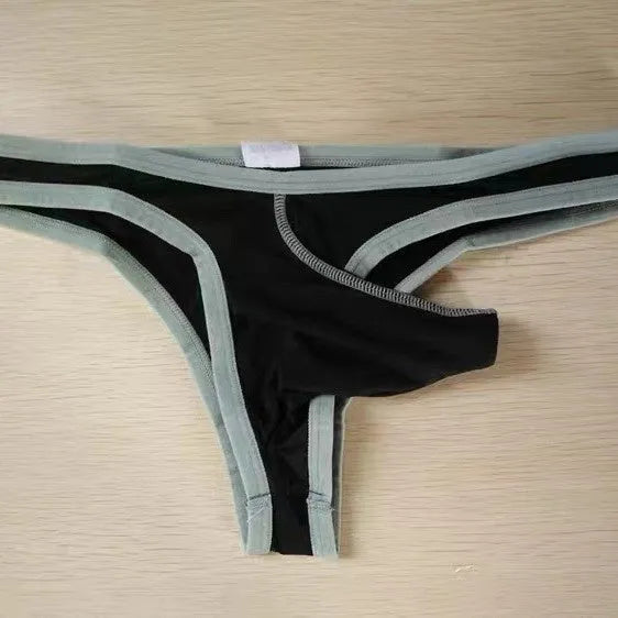 Men's ice silk nylon briefs in seven colour options on a size chart