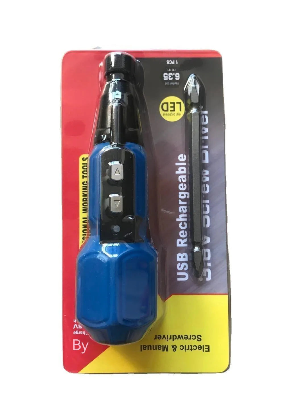 36V rechargeable electric screwdriver with straight alloy steel handle in black or blue colour options