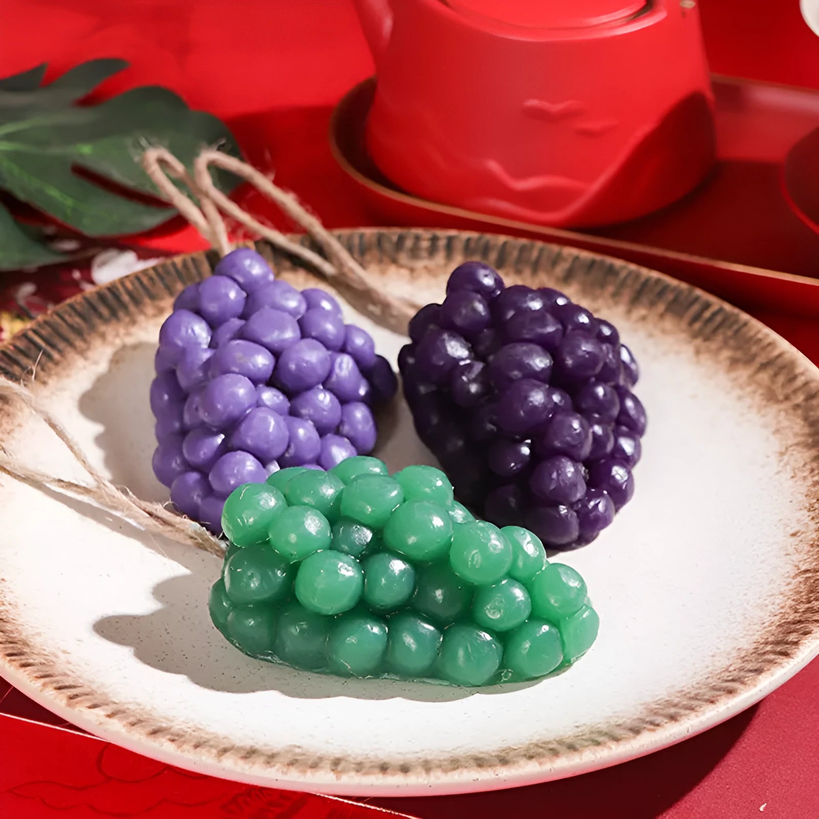 Purple and green grape cluster handmade soap bar weighing 80g.