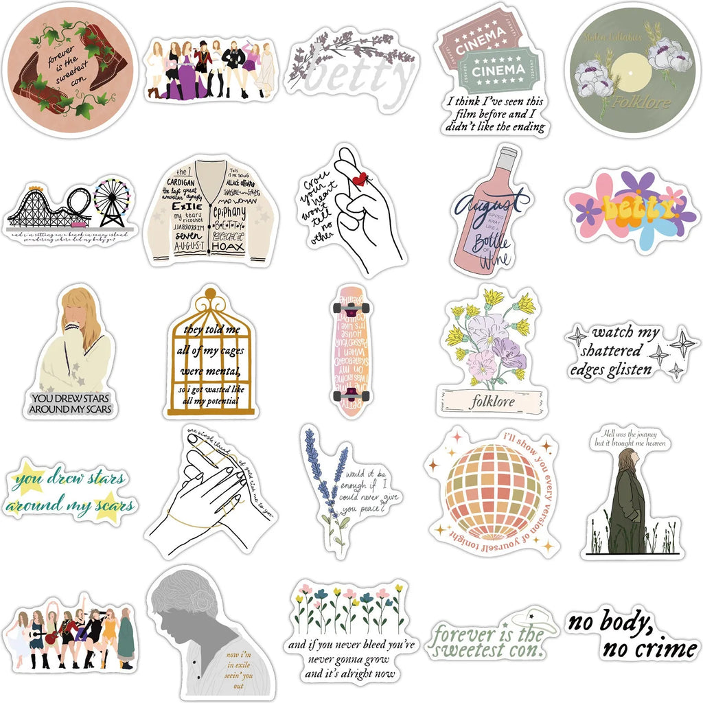 50 sheets of waterproof stickers with graffiti cartoon designs for luggage and notebook decoration, 4-6cm size