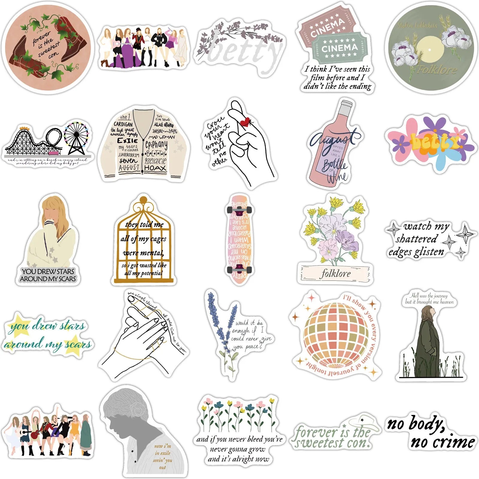 50 sheets of waterproof stickers with graffiti cartoon designs for luggage and notebook decoration, 4-6cm size