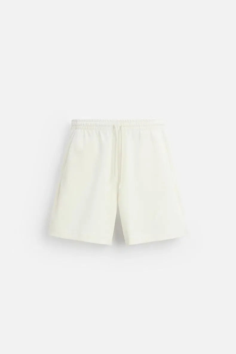 Loose fit short sleeve shirt and matching shorts set in polyester double-sided cloth texture