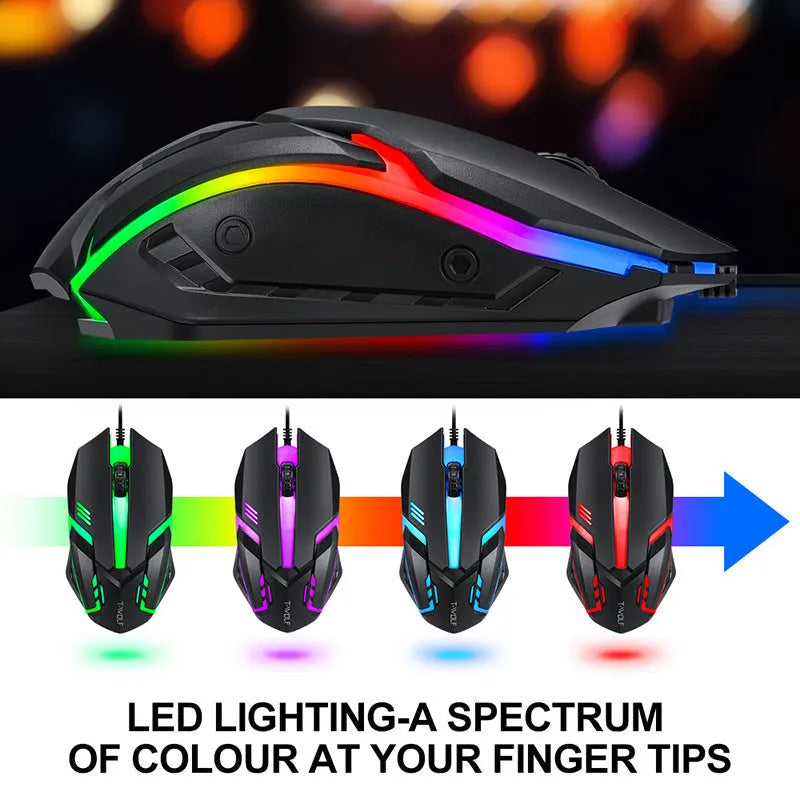 Thunder Wolf T800 wired gaming keyboard, mouse, headset, and mouse pad four-piece set for PC