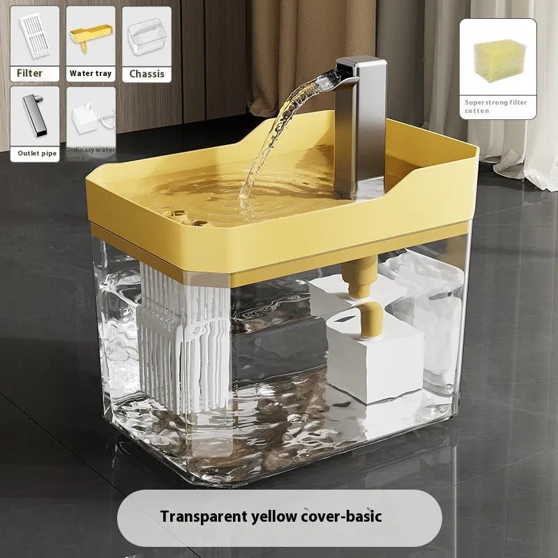 Automatic cat water fountain with transparent cover and circulating water filter system
