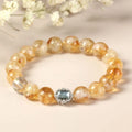 Citrine crystal bracelet with 10mm geometric beads and grinding treatment finish