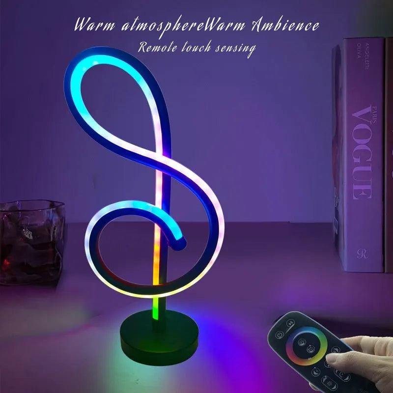 Black musical note shaped Bluetooth RGB mood light with iron and aluminium construction for smartphone control