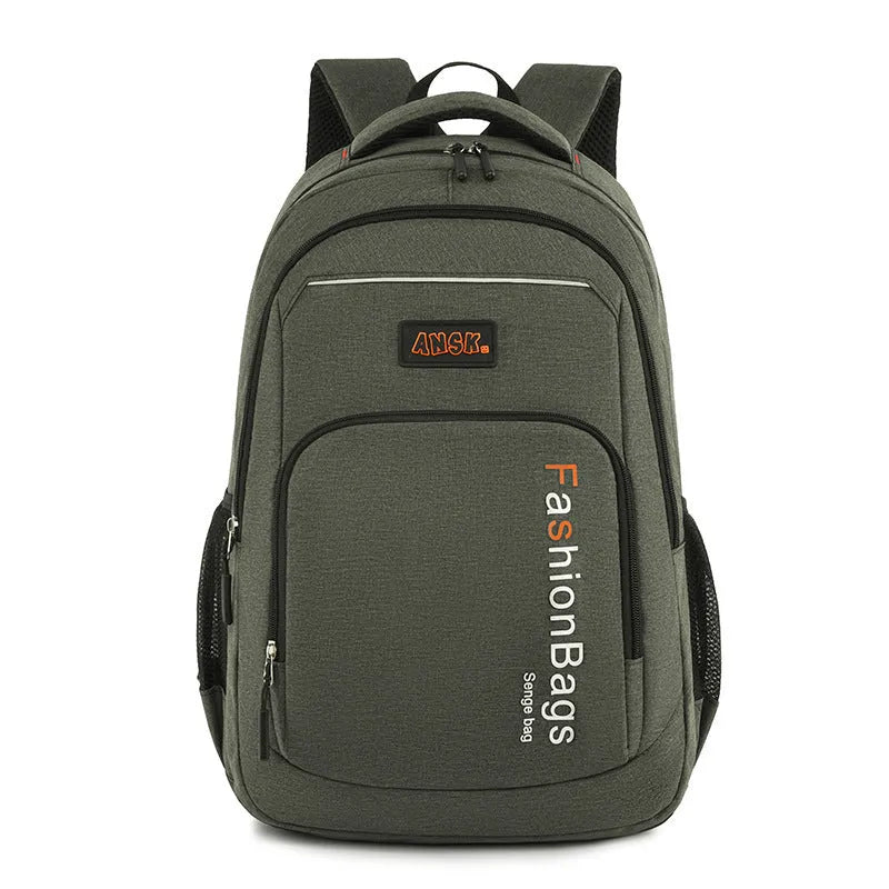 20L nylon fashion backpack showing organisational compartments including computer bag and shoulder straps in available colours