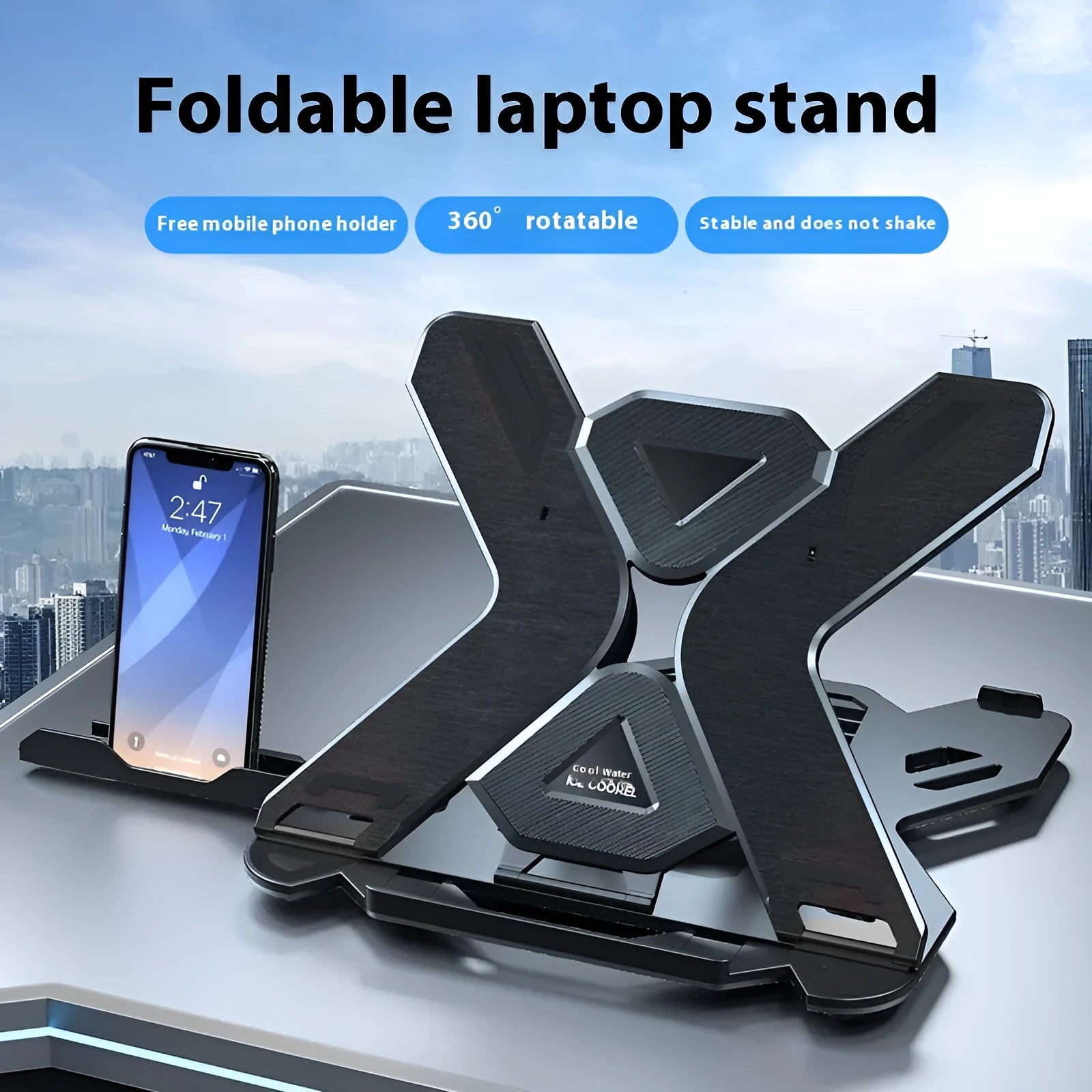 ABS plastic laptop cooling bracket in black or white with 300x200mm platform