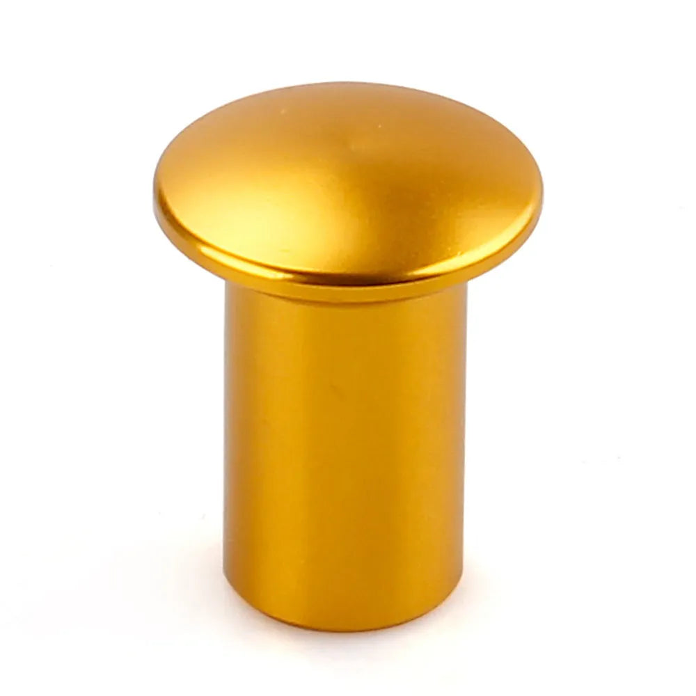 Aluminium alloy car handbrake replacement cap in gold, silver, black, blue, and red colours for vehicle modification