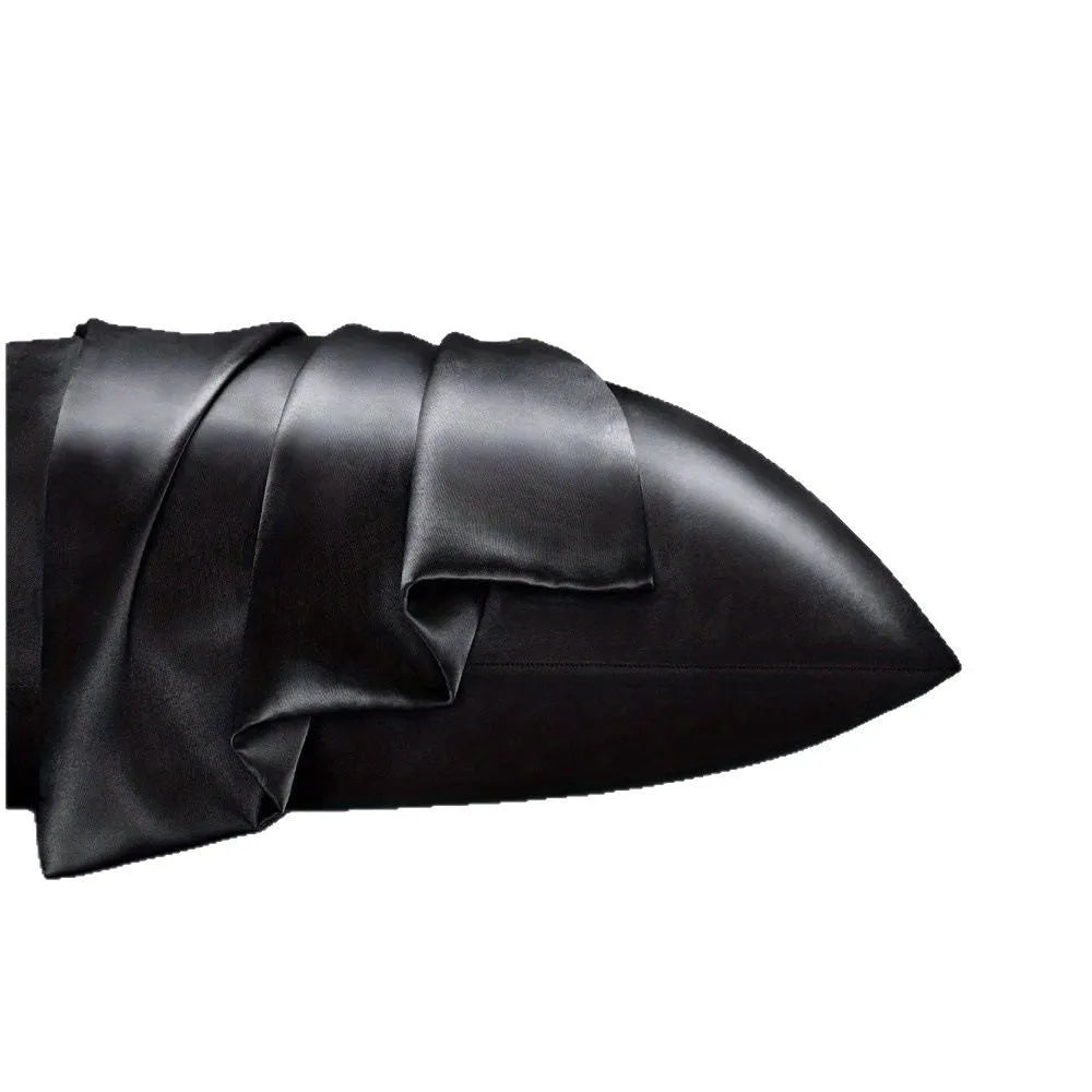 Satin cloth solid colour pillowcase pair in polyester fibre with plain weave finish
