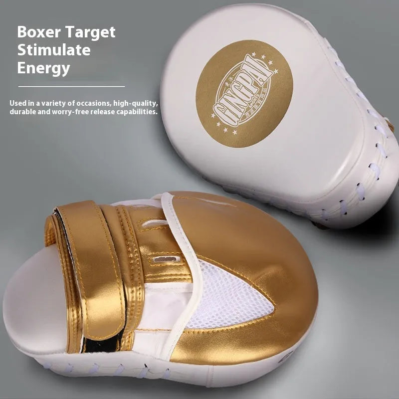 Vertical portable PU baffle target for boxing and Sanda training in gold or green colour.