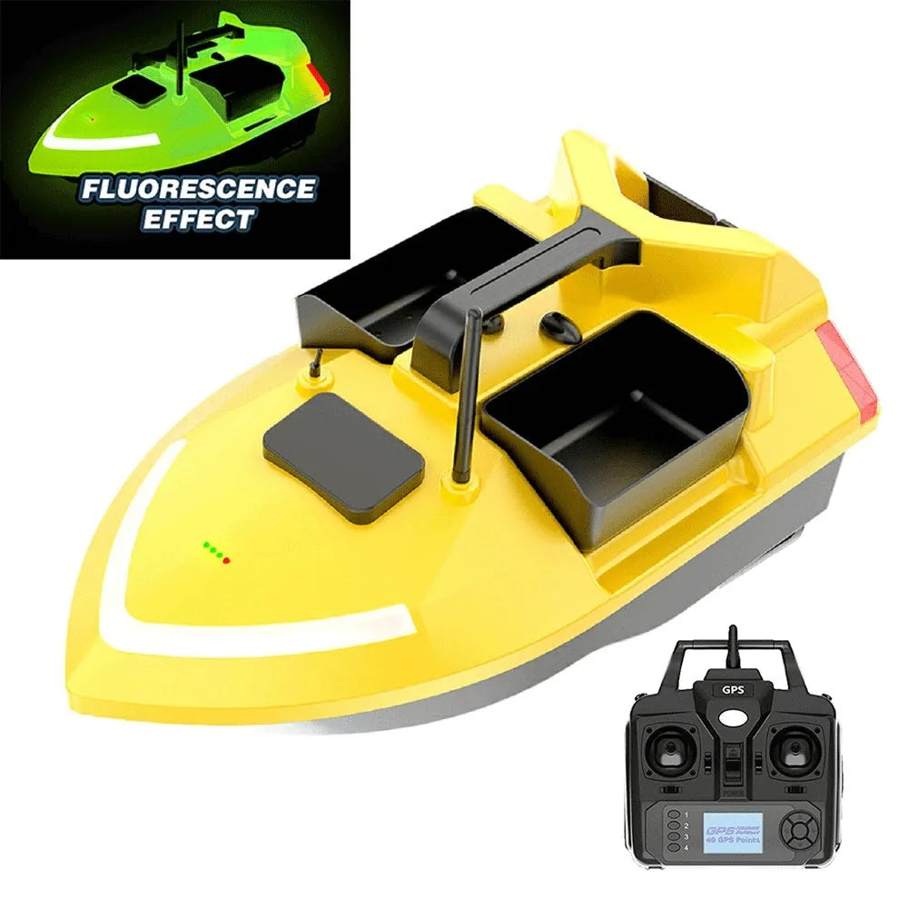 V020 GPS remote control fishing boat in black with remote control unit