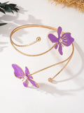 Patterned hollow armband bracelet with linear design in pink and purple colour options