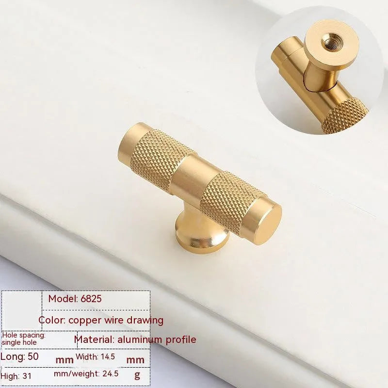 Brushed brass aluminium alloy drawer handle with European style for cabinets and wardrobes