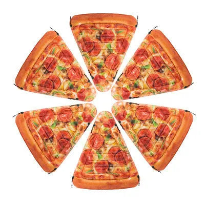 Pizza float surfboard inflatable recliner measuring 175cm by 145cm with colourful printed design for water swimming