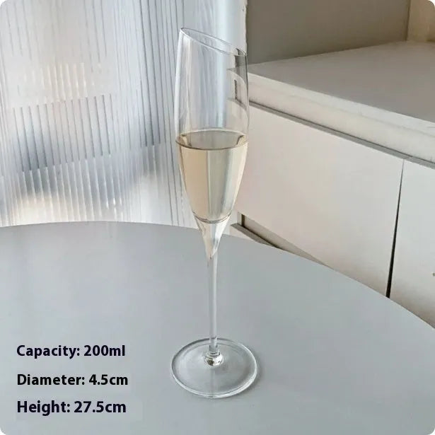 French champagne glass with goblet shape in crystal design variations