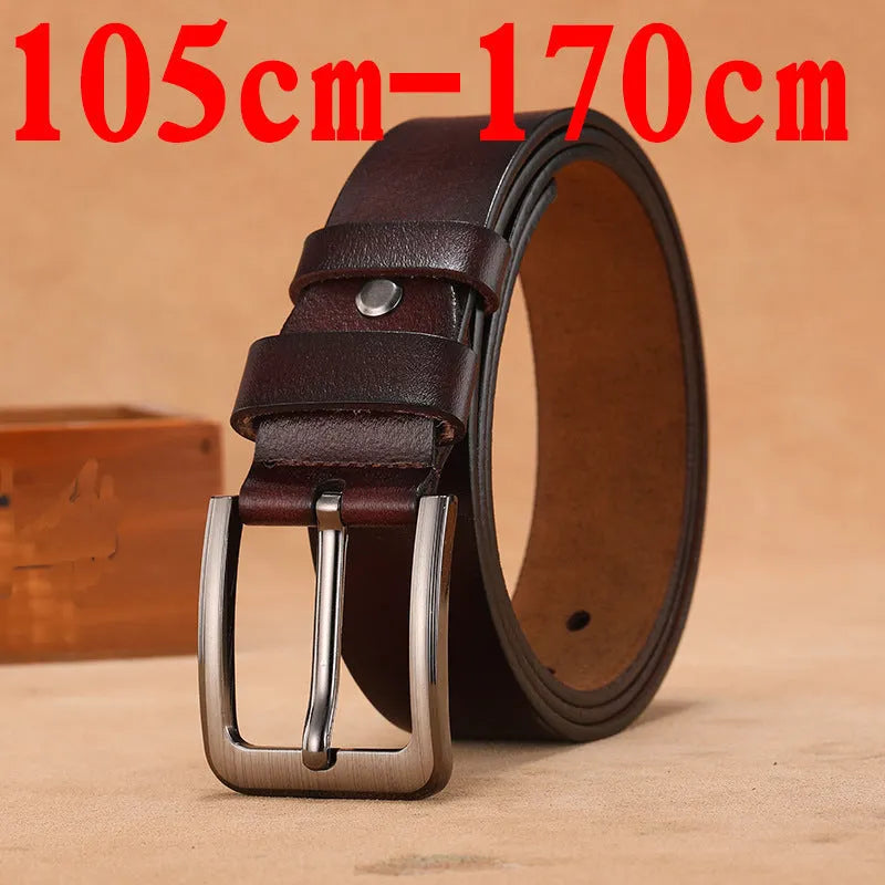 Square head pin buckle jeans belt in black or brown with alloy buckle and adjustable length