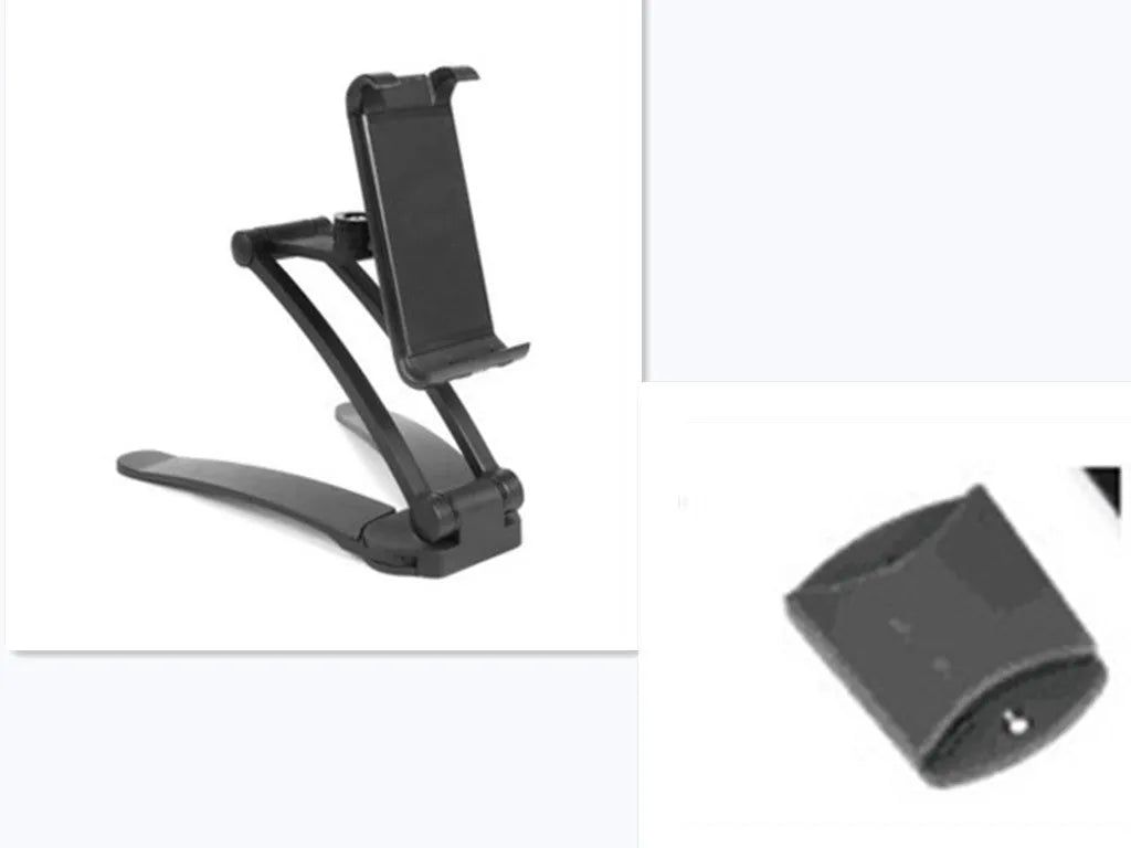 Silver aluminum alloy desktop stand holding a tablet at an adjustable angle.