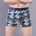 Men's cotton boxer underwear with U-shaped design in floral pattern colours