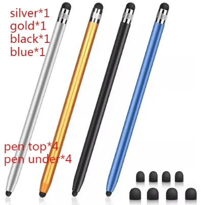 Metal two-in-one touch screen pen for tablets and smartphones in multiple colour options