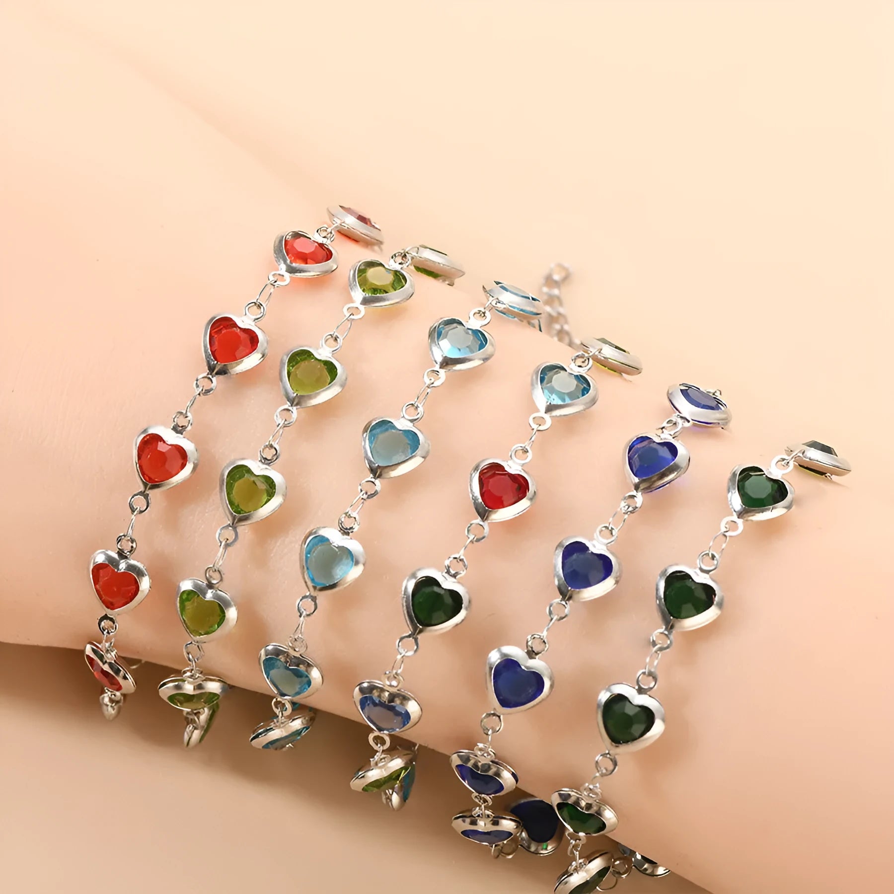 Devil's Eye geometric heart-shaped stainless steel bracelet in one of six electroplated colours.