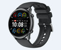 Round smart sports watch with touch screen and silicone strap showing heart rate monitoring display
