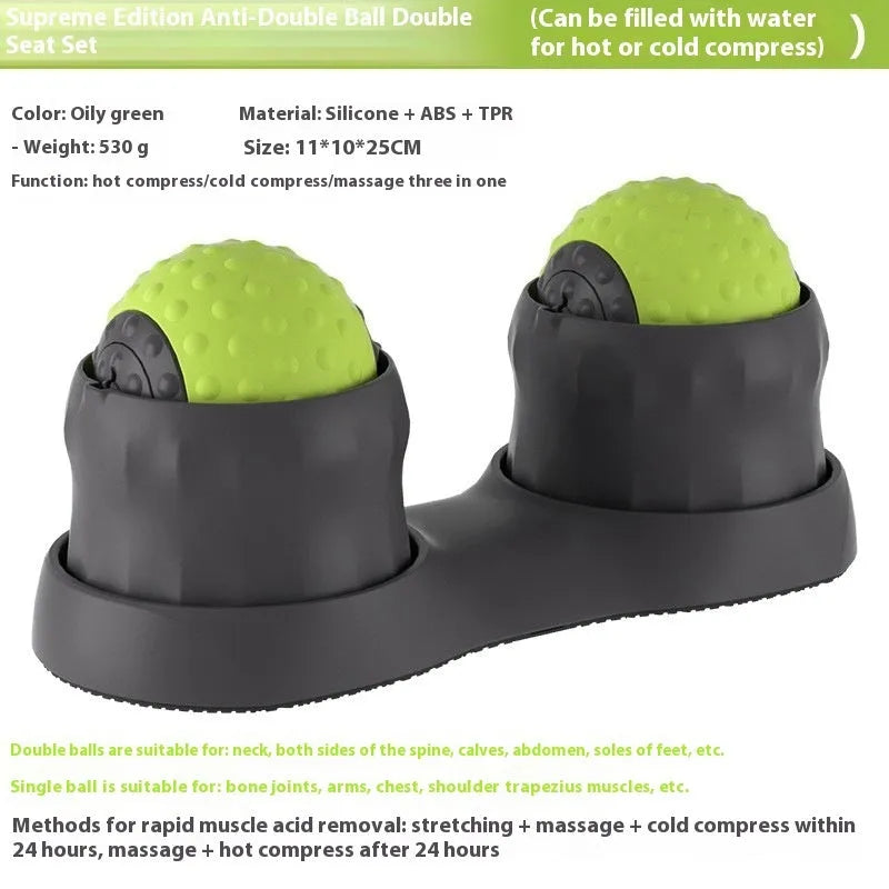 Dual ball massage therapy set for muscle relief with cold and hot compress functionality