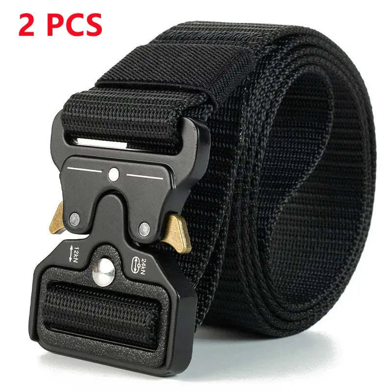 Men's thick canvas tactical belt with alloy release buckle in Army Green colour.