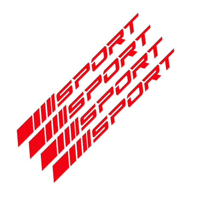 Hollow pattern sports design car rim stickers in black, red, and white colours