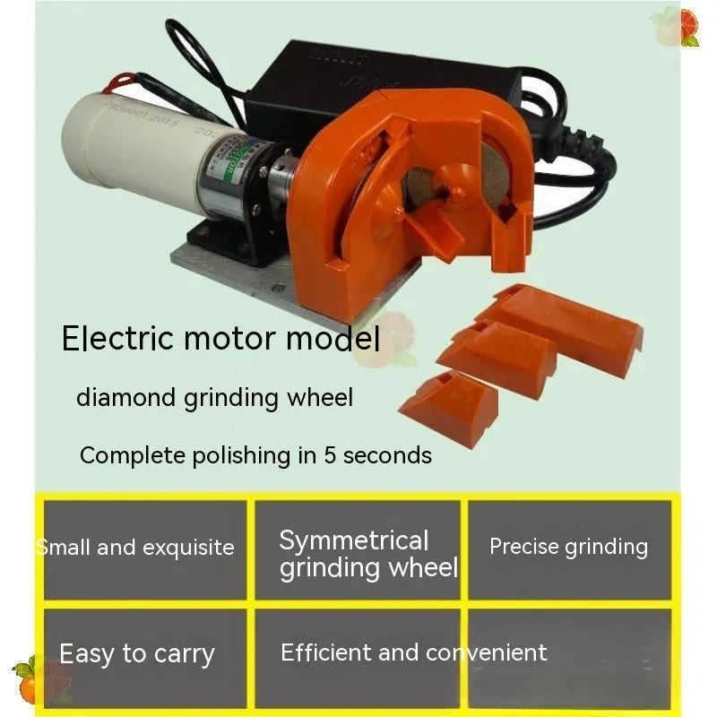 Universal portable grinding drill tool set with orange and black irregular pattern abrasive wheels