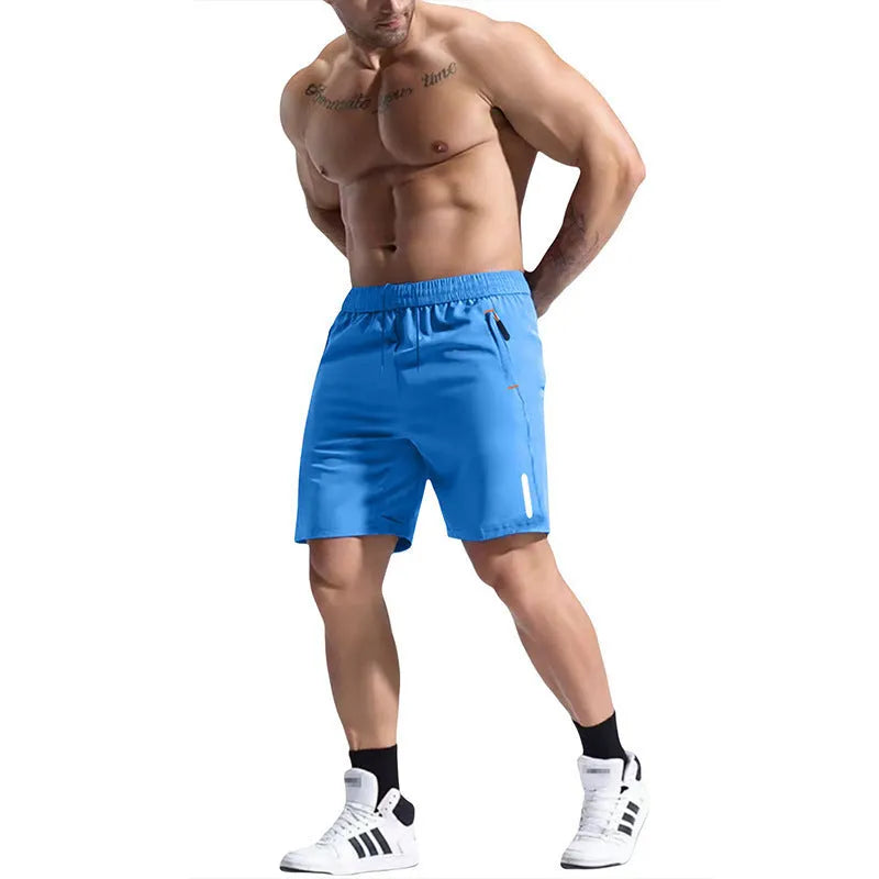 Men's grey bamboo fibre sports shorts with an elastic high waist and drawstring closure.